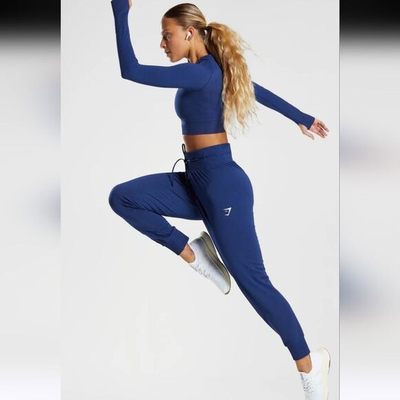 Gymshark Women't Lightweight Jogger Pants In Blue Size Medium - Picture 1 of 14